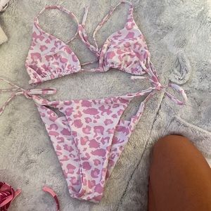 pink animal print bikini